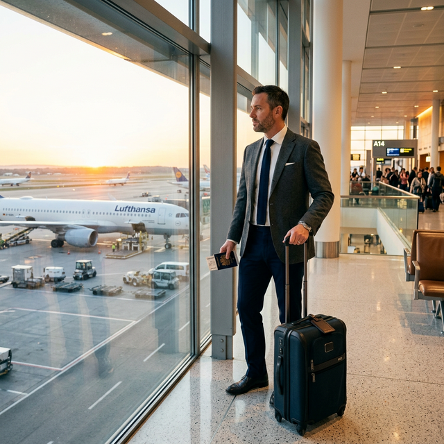 Traveler with Visa Documents at the Airport
